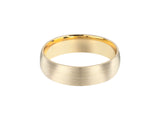 Brushed gold wedding band with polished inner band