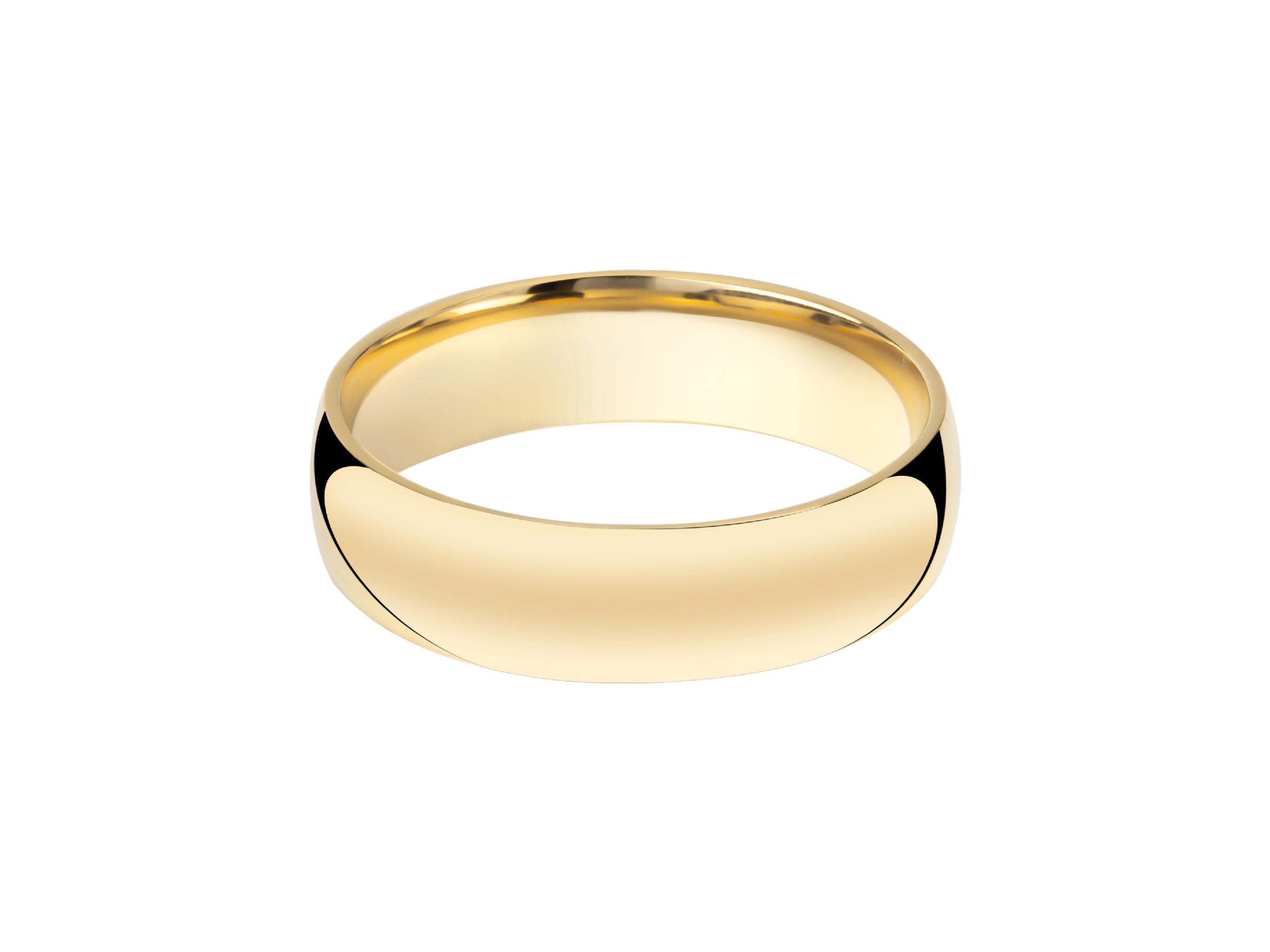 Polished gold wedding band from jewelry company