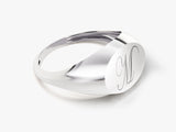 Silver signet ring with engraved initial M for jewelry