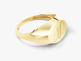 Gold signet ring with engraved initial M