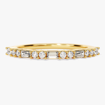 Baguette and Double Round Diamond Wedding Band