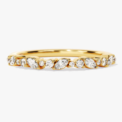 Marquise and Double Round Half Eternity Diamond Wedding Band
