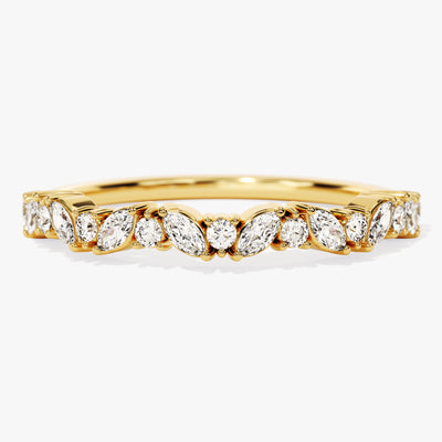 Marquise and Round Bold Moissanite Wedding Band
