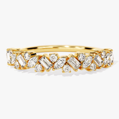Multi-Cut Cluster Moissanite Wedding Band