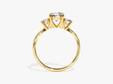 Three-stone diamond engagement ring in yellow gold
