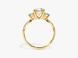 Three-stone diamond engagement ring in yellow gold
