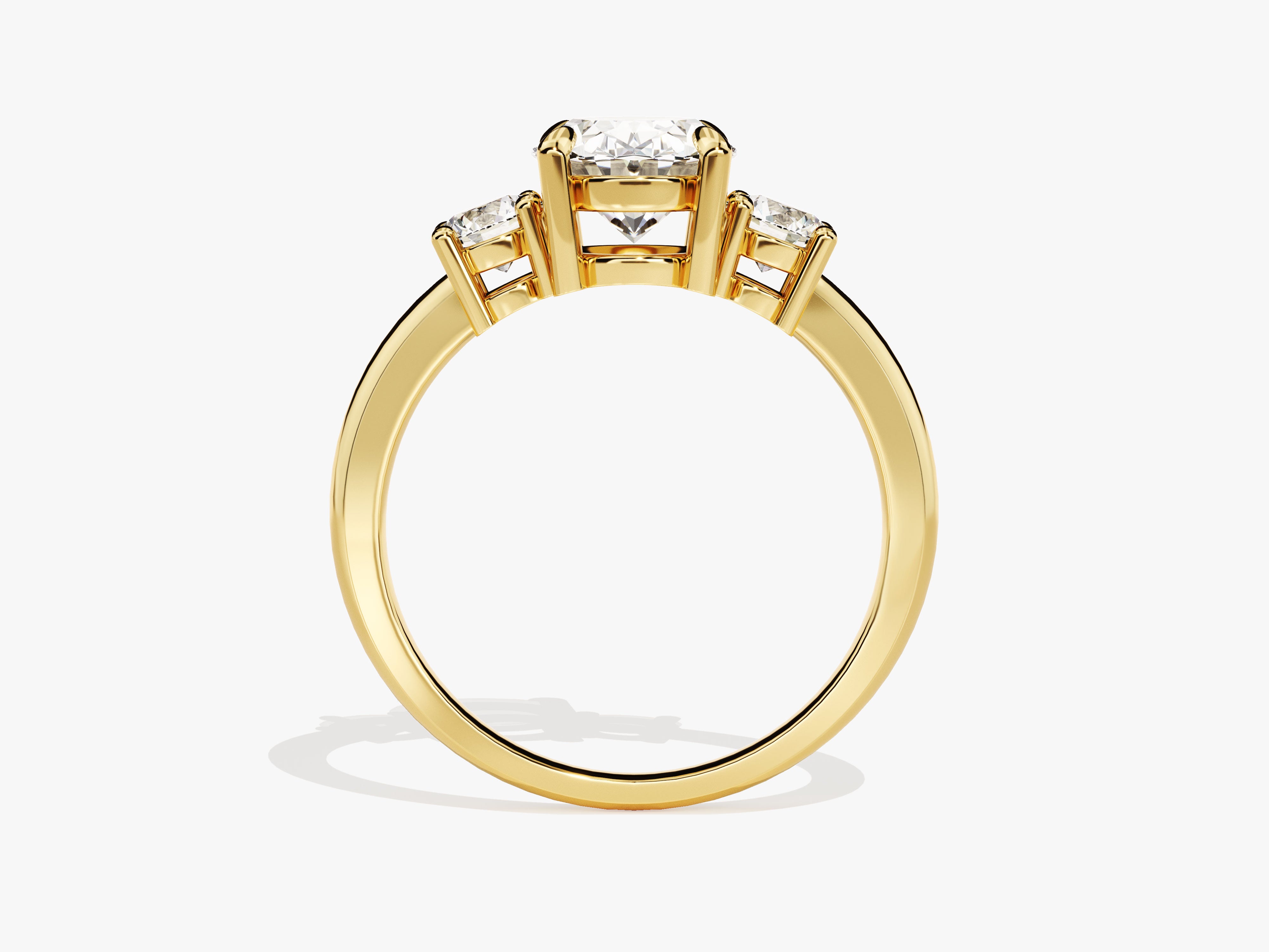 Gold three-stone diamond ring, fine jewelry, engagement ring