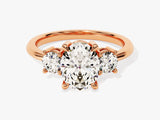 Rose gold three-stone diamond engagement ring