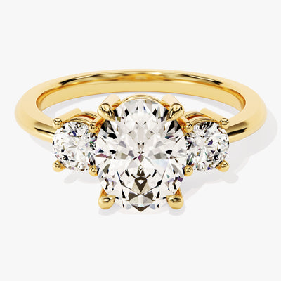 Classic Basket Set Three Stone Oval Moissanite Engagement Ring (2.50 CT TW)