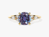 Gold ring with oval alexandrite and diamond accents
