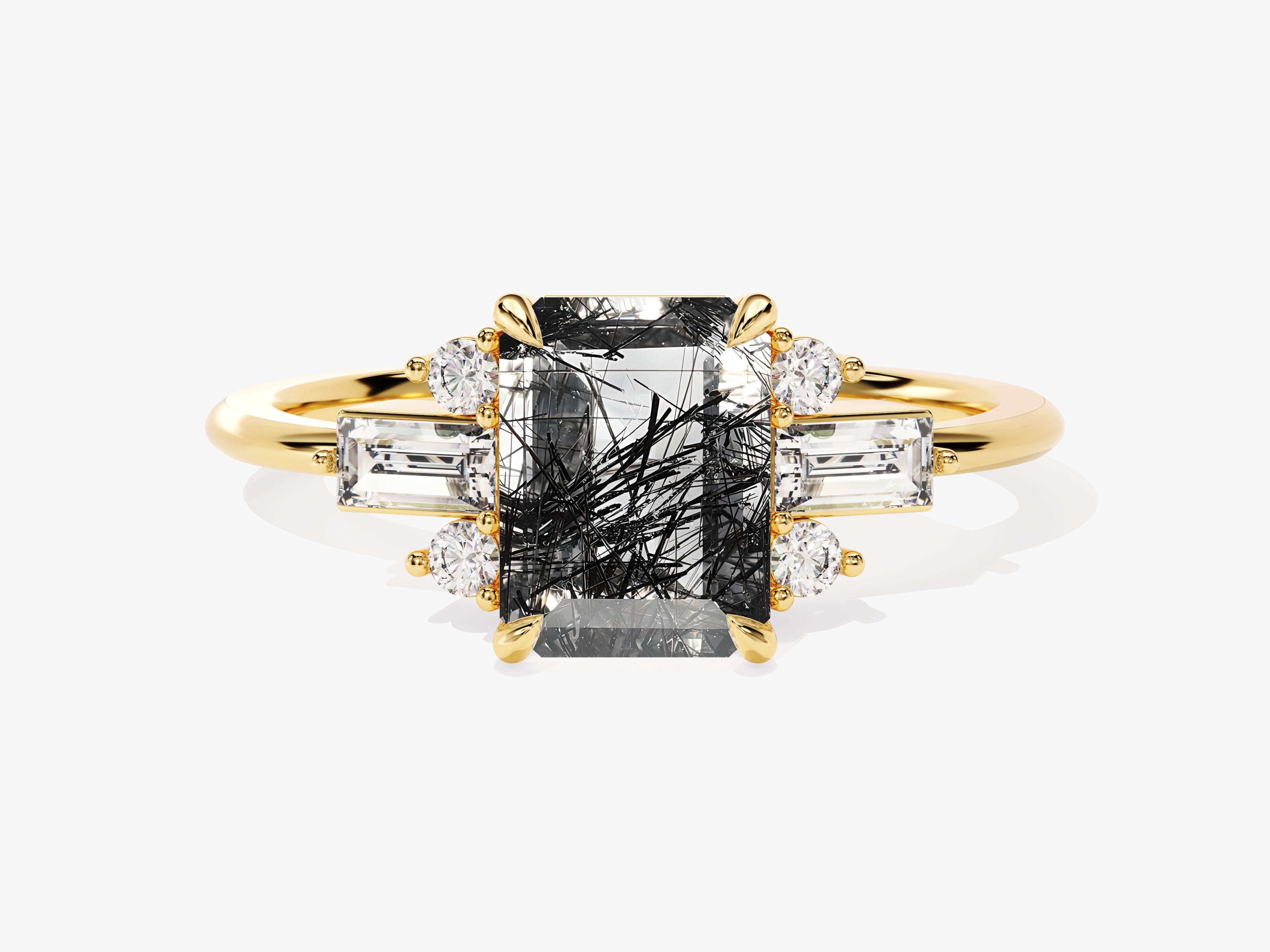 Gold ring with tourmaline and diamond accents