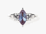 Marquise alexandrite ring with diamond accents