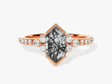 Rose gold ring with rutile quartz and diamonds
