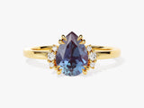 Gold ring with pear-shaped alexandrite and diamond accents