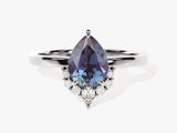 Pear-shaped alexandrite ring with diamond accents, fine jewelry