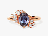 Rose gold alexandrite ring with diamonds