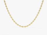Gold chain necklace with bezel-set diamonds