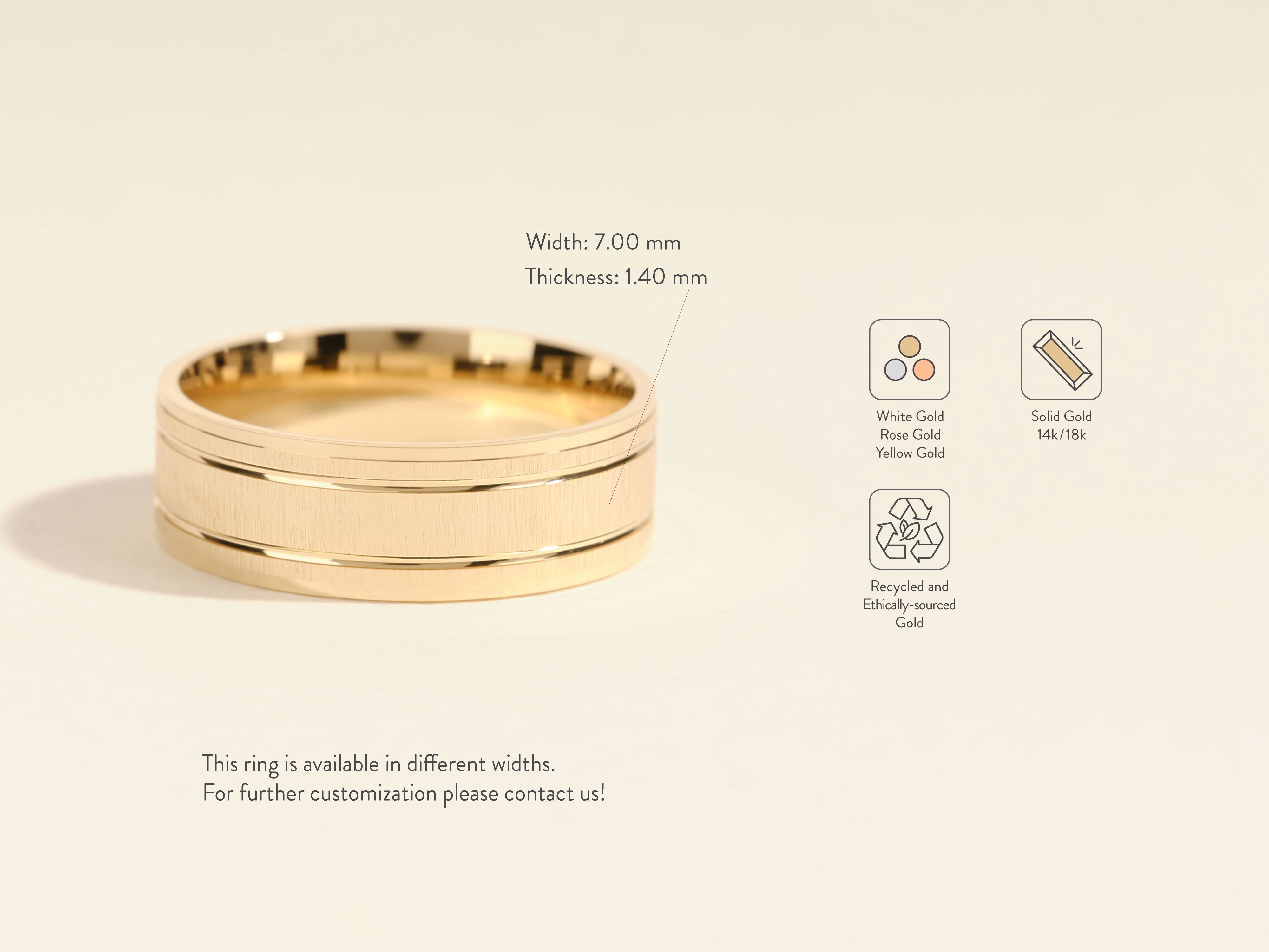 Solid gold ring, available in white, rose, and yellow gold