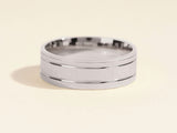 Brushed silver band ring with polished edges, jewelry for men