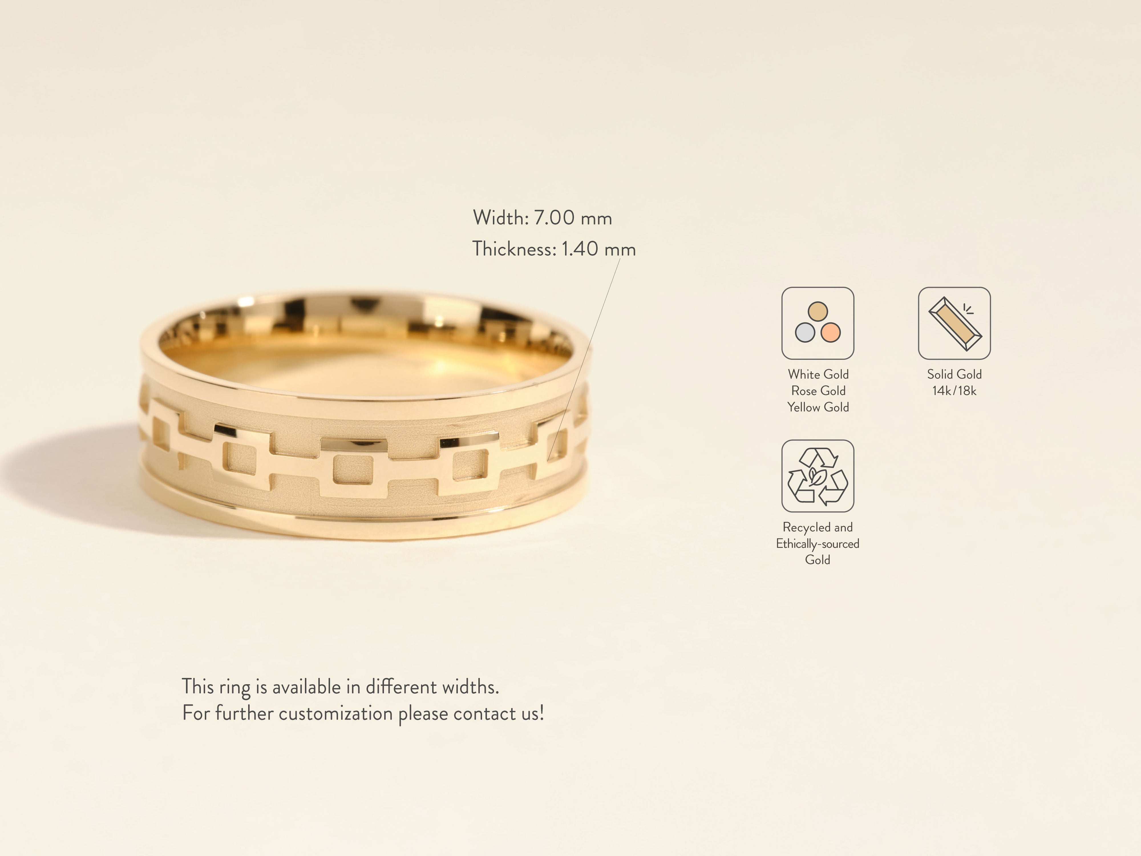 Solid gold ring, available in white, rose, yellow, recycled, ethically-sourced