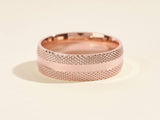 Rose gold textured band ring from jewelry collection