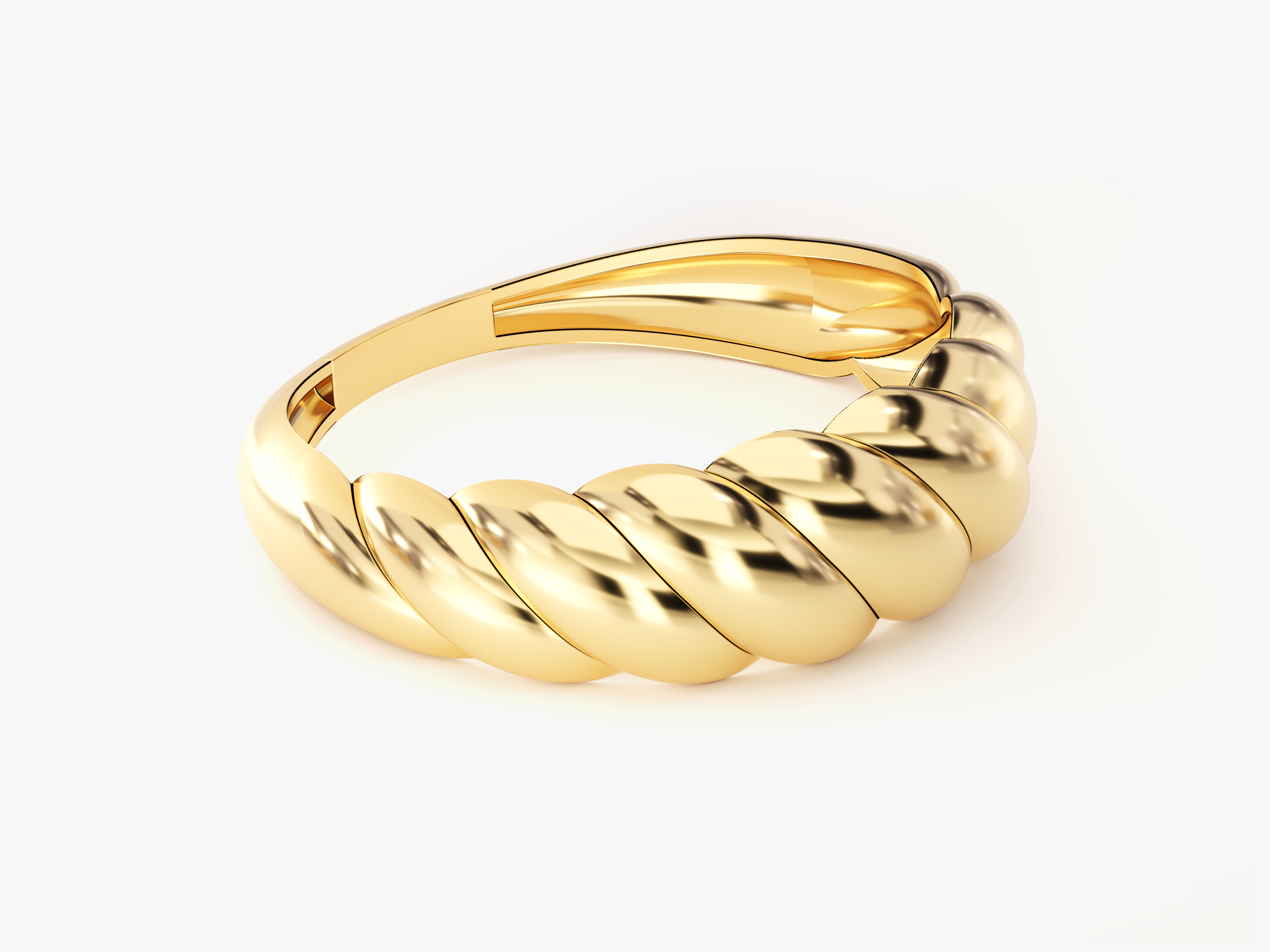 Gold twisted band ring jewelry product photography