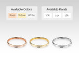 Jewelry rings in rose, yellow, and white gold options