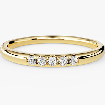 Minimalist Five-Stone Diamond Wedding Band